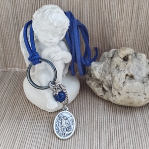 Mihály arkangyal amulett, kék  - ékszer - nyaklánc - medál - Meska.hu