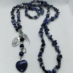 Mihály arkangyal amulett - szodalit - ékszer - nyaklánc - medálos nyaklánc - Meska.hu