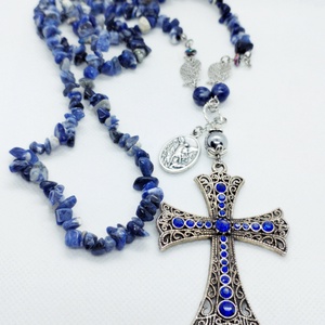 Mihály arkangyal amulett - szodalit - ékszer - nyaklánc - medálos nyaklánc - Meska.hu