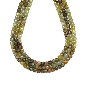 Gránát grosszulár fazettált kocka 4-5x4-5mm ékszerkészítő alapanyag (füzér), Kellékek & szerszámok, Ásvány alapanyag, Ásványfüzér, , MESKA