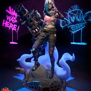 Jinx - League of Legends Arcane - művészet - makett, modell - Meska.hu