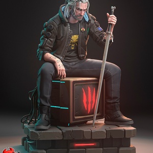 Geralt fun art - Cyberpunk 2077, Művészet, Makett, modell, Festett tárgyak, Mindenmás, MESKA