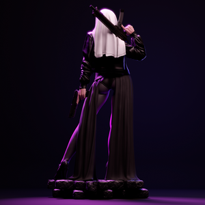 Nun with Gun - művészet - makett, modell - Meska.hu