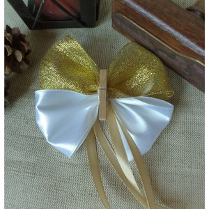 Karácsonyfára csíptetős szatén masni, fehér - karácsony - karácsonyi lakásdekoráció - karácsonyfadíszek - Meska.hu