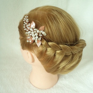 Rose gold, köves hajdísz levelekkel -  - Meska.hu