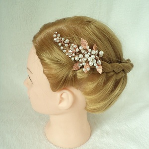 Rose gold, köves hajdísz levelekkel -  - Meska.hu