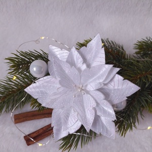 Fehér csillámos mikulásvirág / poinsettia - Meska.hu