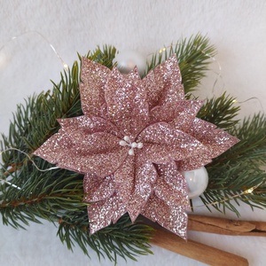 Rose gold csillámos mikulásvirág / poinsettia - Meska.hu