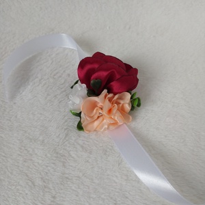 Bordó-barack koszorúslány vagy tanú csuklódísz - esküvő - ékszer - karkötő & csuklódísz - Meska.hu