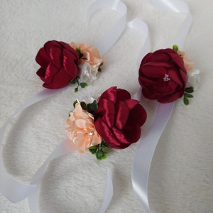 Bordó-barack koszorúslány vagy tanú csuklódísz - esküvő - ékszer - karkötő & csuklódísz - Meska.hu