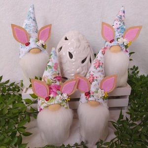 Nyuszifüles tavaszi manó - ünnepi díszek, dekorációk - húsvéti díszek és dekorációk - húsvéti asztaldíszek - Meska.hu