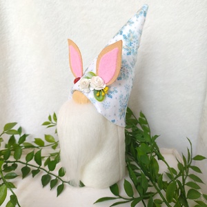 Nyuszifüles tavaszi manó - ünnepi díszek, dekorációk - húsvéti díszek és dekorációk - húsvéti asztaldíszek - Meska.hu