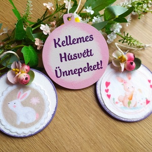 Nyuszis fakorongcsomag barkára vagy ajándéknak - otthon & életmód - dekoráció - fali és függő dekoráció - függődísz - Meska.hu