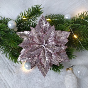 Limitált mennyiségű, rose gold bársony mikulásvirág/ poinsettia, Karácsony, Karácsonyi lakásdekoráció, Karácsonyfadíszek, Mindenmás, Meska