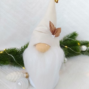 Krém velúr sapkás manó, gnóm, télapó - Meska.hu