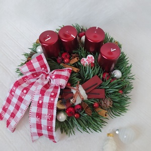 Bordó adventi koszorú fahéjjal - Meska.hu