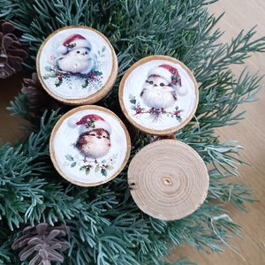 Karácsonyi madárkás fakorong - karácsony - karácsonyi ajándékozás - karácsonyi ajándékcsomagolás - Meska.hu