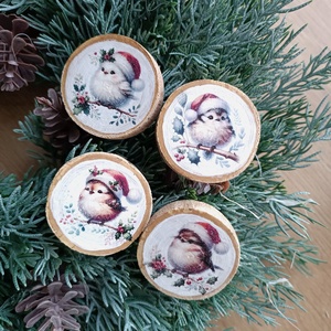 Karácsonyi madárkás fakorong - karácsony - karácsonyi ajándékozás - karácsonyi ajándékcsomagolás - Meska.hu