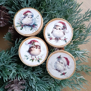 Karácsonyi madárkás fakorong - karácsony - karácsonyi ajándékozás - karácsonyi ajándékcsomagolás - Meska.hu