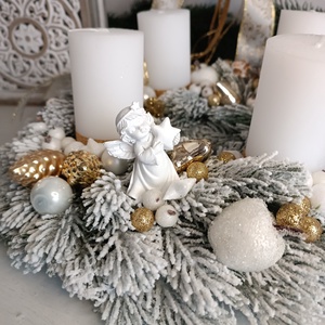 Fehér-arany adventi koszorú - karácsony - adventi díszek - adventi koszorú - Meska.hu