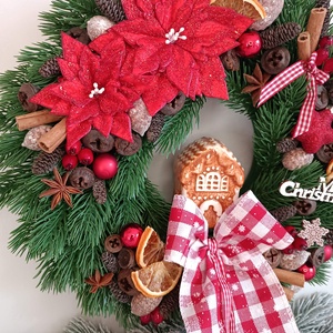 Mézeskalács házikós ajtókopogtató - karácsony - adventi díszek - adventi ajtódísz - Meska.hu