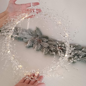 LED-es kristálykoszorú, kopogtató - karácsony - karácsonyi lakásdekoráció - karácsonyi fénydekoráció - Meska.hu