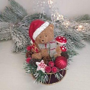 Kis méretű macis karácsonyi dekoráció - karácsony - karácsonyi lakásdekoráció - karácsonyi lakásdíszek - Meska.hu