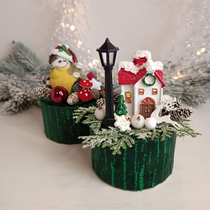 Kis méretű házikós karácsonyi dekoráció - karácsony - karácsonyi lakásdekoráció - karácsonyi lakásdíszek - Meska.hu
