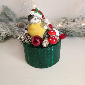 Kis méretű cinegés karácsonyi dekoráció, Karácsony, Karácsonyi lakásdekoráció, Karácsonyi lakásdíszek, , MESKA