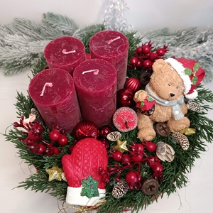 Karácsonyi dobon ülő mackó, adventi box - karácsony - adventi díszek - adventi koszorú - Meska.hu