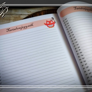 Baglyos receptfüzet kiegészítőkkel (piros-fekete-fehér) - otthon & életmód - konyhafelszerelés, tálalás - sütés, főzés - receptfüzet - Meska.hu