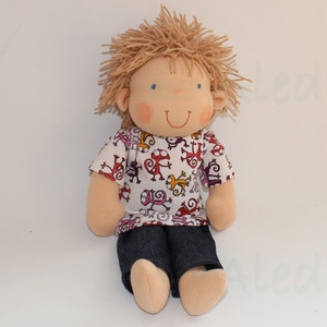 Waldorf fiú baba és azonos anyagból készült kisfiú póló- gyíkos  -  - Meska.hu