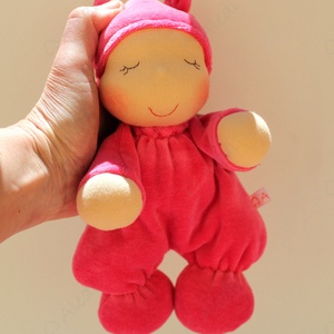 Plüss bébi baba - pink - Meska.hu