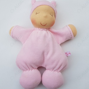Plüss bébi baba - világos rózsaszín - játék & sport - baba & babaház - baba - Meska.hu