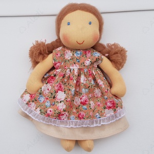 Kis Waldorf baba - barna ruhás - játék & sport - baba & babaház - öltöztethető baba - Meska.hu