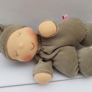 Plüss bébi baba - mohazöld - játék & sport - baba & babaház - baba - Meska.hu