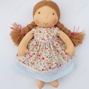 Kis Waldorf baba - kék szoknyás - játék & sport - baba & babaház - öltöztethető baba - Meska.hu