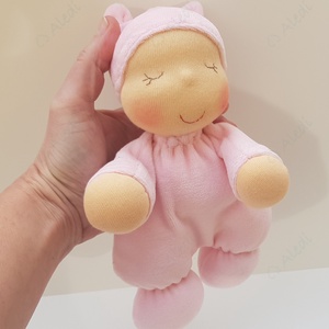 Plüss bébi baba - rózsaszín - Meska.hu