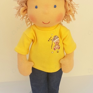 Sárga pólós Waldorf fiú baba - játék & sport - baba & babaház - öltöztethető baba - Meska.hu