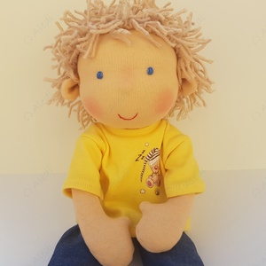 Sárga pólós Waldorf fiú baba - játék & sport - baba & babaház - öltöztethető baba - Meska.hu