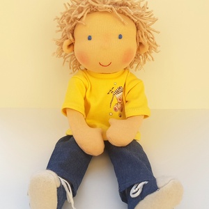 Sárga pólós Waldorf fiú baba - Meska.hu