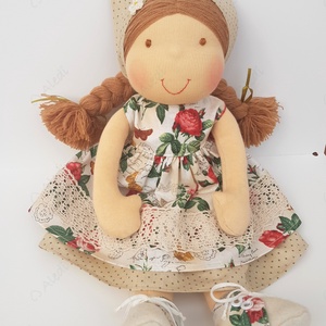 Rózsás Waldorf baba  - játék & sport - baba & babaház - öltöztethető baba - Meska.hu