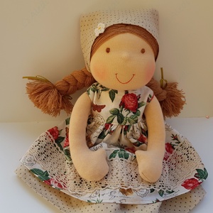 Rózsás Waldorf baba  - játék & sport - baba & babaház - öltöztethető baba - Meska.hu