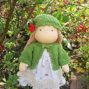 Waldorf baba - zöld kardigános - Meska.hu