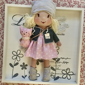 Kislány cicájával - játék & sport - baba & babaház - öltöztethető baba - Meska.hu