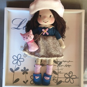 Barna kislány cicával - játék & sport - baba & babaház - öltöztethető baba - Meska.hu