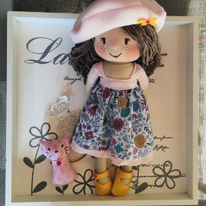 Barna hajú kislány cicával - játék & sport - baba & babaház - öltöztethető baba - Meska.hu