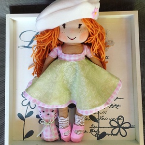 Vörös hajú kislány cicával, két öltözetben - játék & sport - baba & babaház - öltöztethető baba - Meska.hu