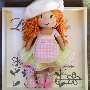 Vörös hajú kislány cicával, két öltözetben - játék & sport - baba & babaház - öltöztethető baba - Meska.hu