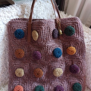 Gombóc gyapjútáska, Táska & Tok, Kézitáska & válltáska, Nagy pakolós táska, Horgolás, MESKA